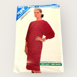 Vintage 1980s Butterick Sewing Pattern 5808 Misses Top Skirt Size 6-14